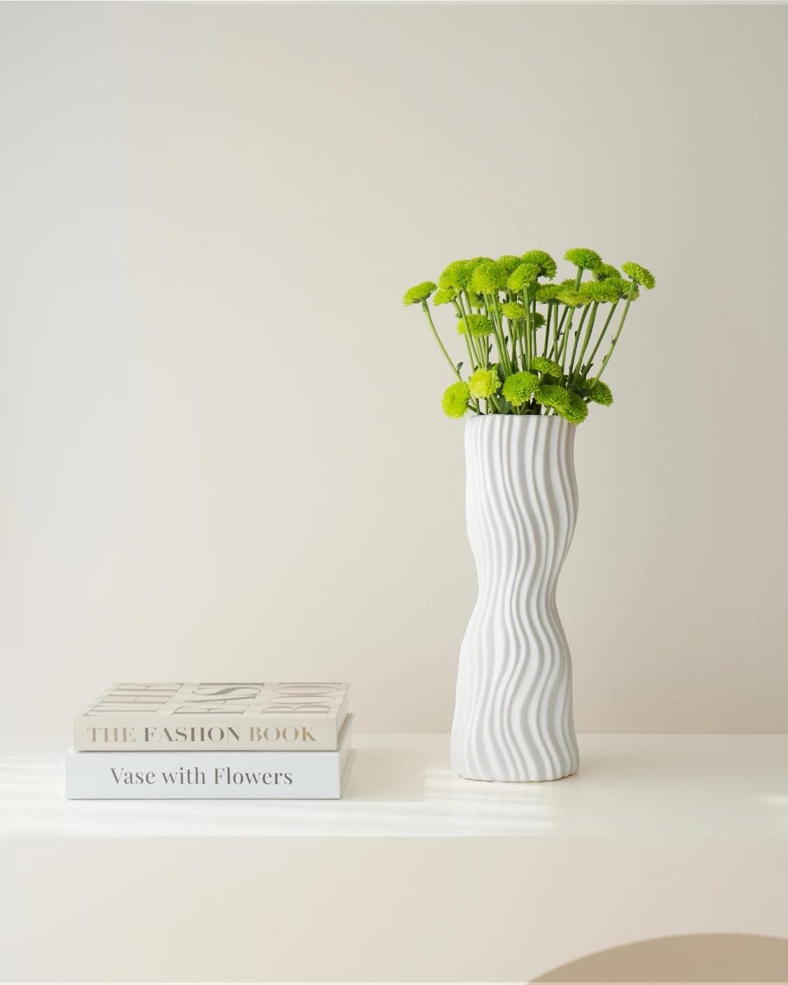 Baiza Arneson vases in white, shown in a lifestyle front view as image 2