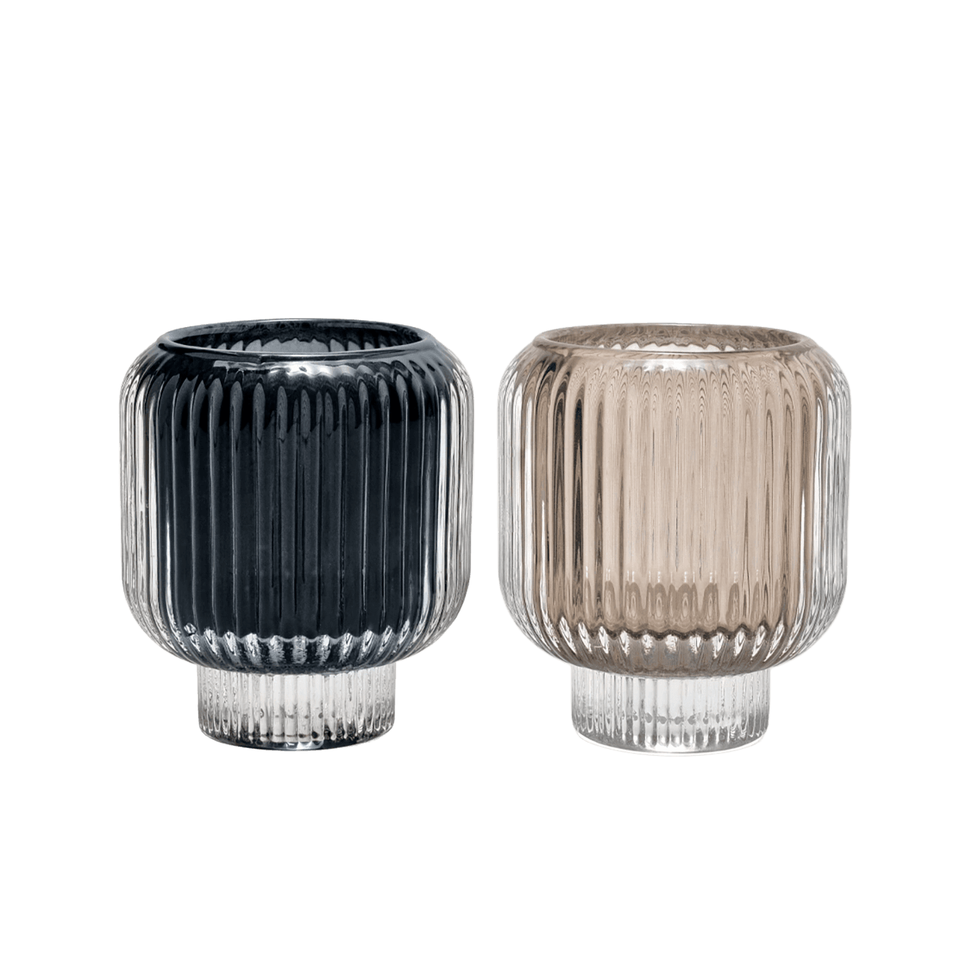 Chandelle Storms candle holders in black and taupe, shown in a product front view as image 1
