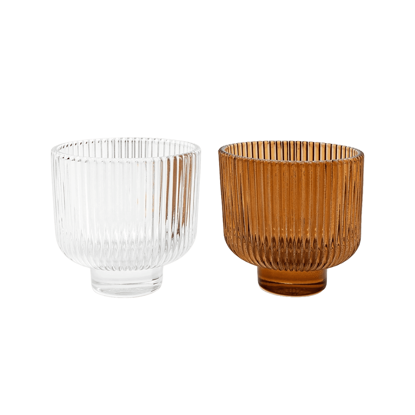 Crista Bundle candle holders in brown and translucent, shown in a product front view as image 1