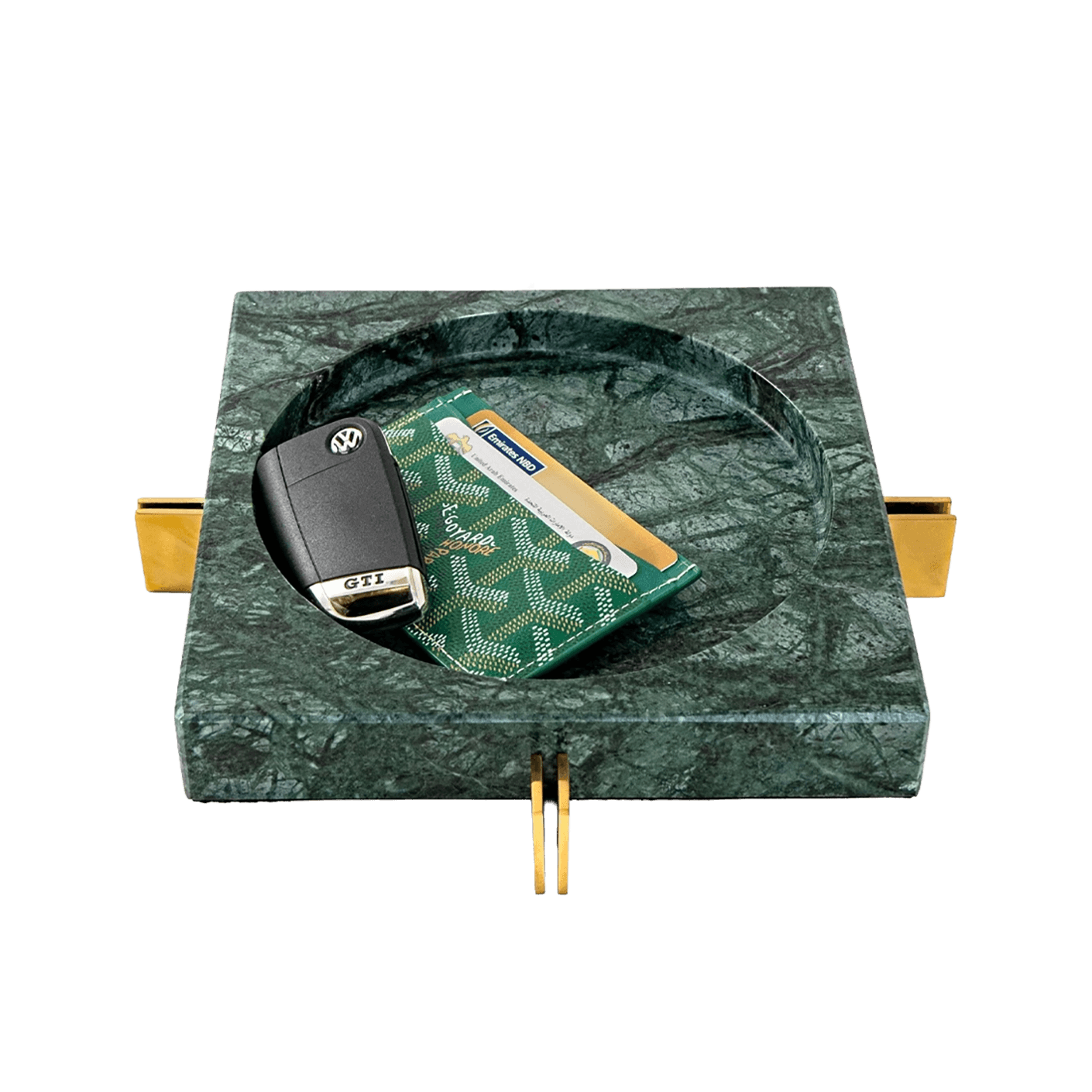 Dennis Bandiagara II trays in green and gold, shown in a product top view as image 1