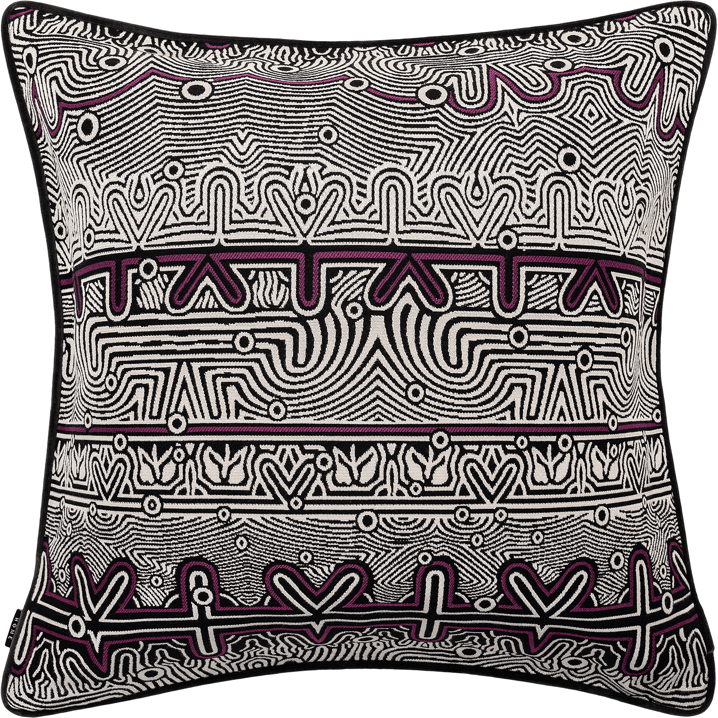 Edda Mauve cushion in black and silver, shown in a product front view as image 1