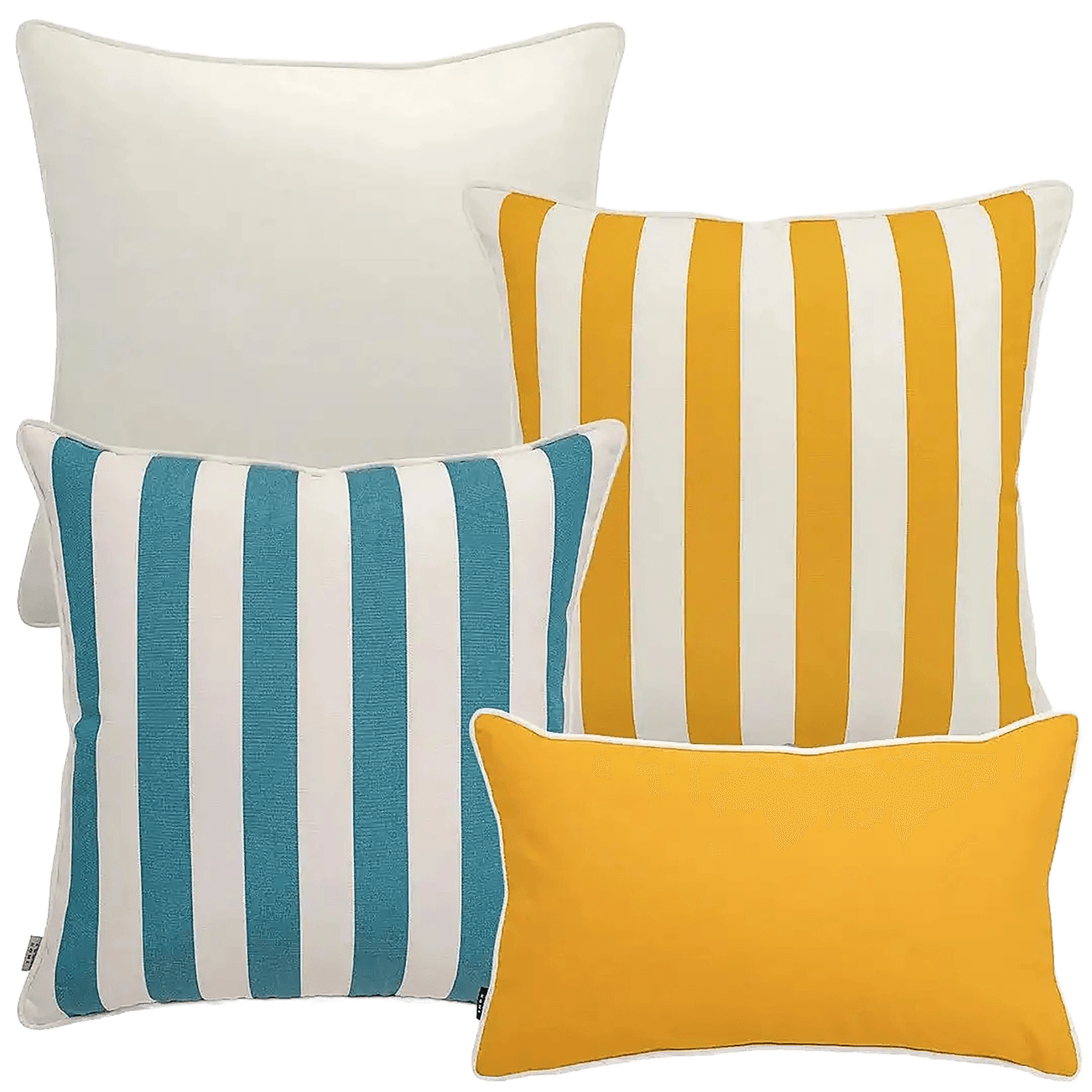 Elio Bundle outdoor bundles in turquoise, yellow and ivory, shown in a product as image 1