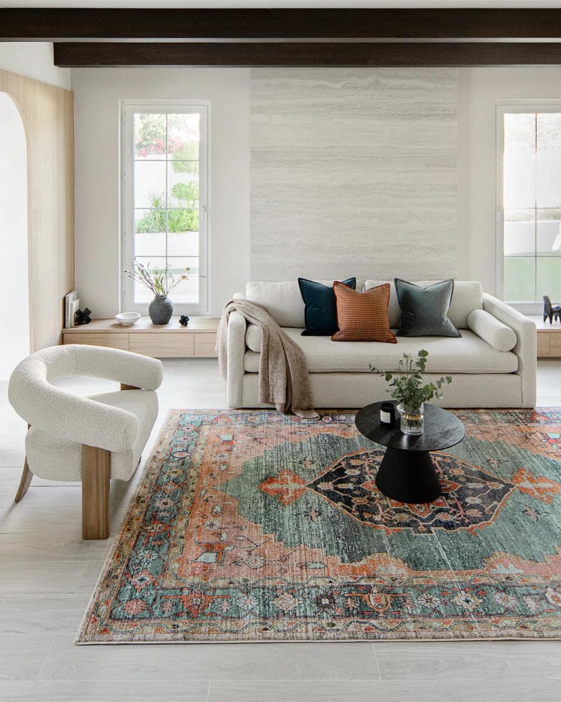 Frank Tiger Runners carpet in blue, orange and multicolour, shown in a lifestyle front view as image 6