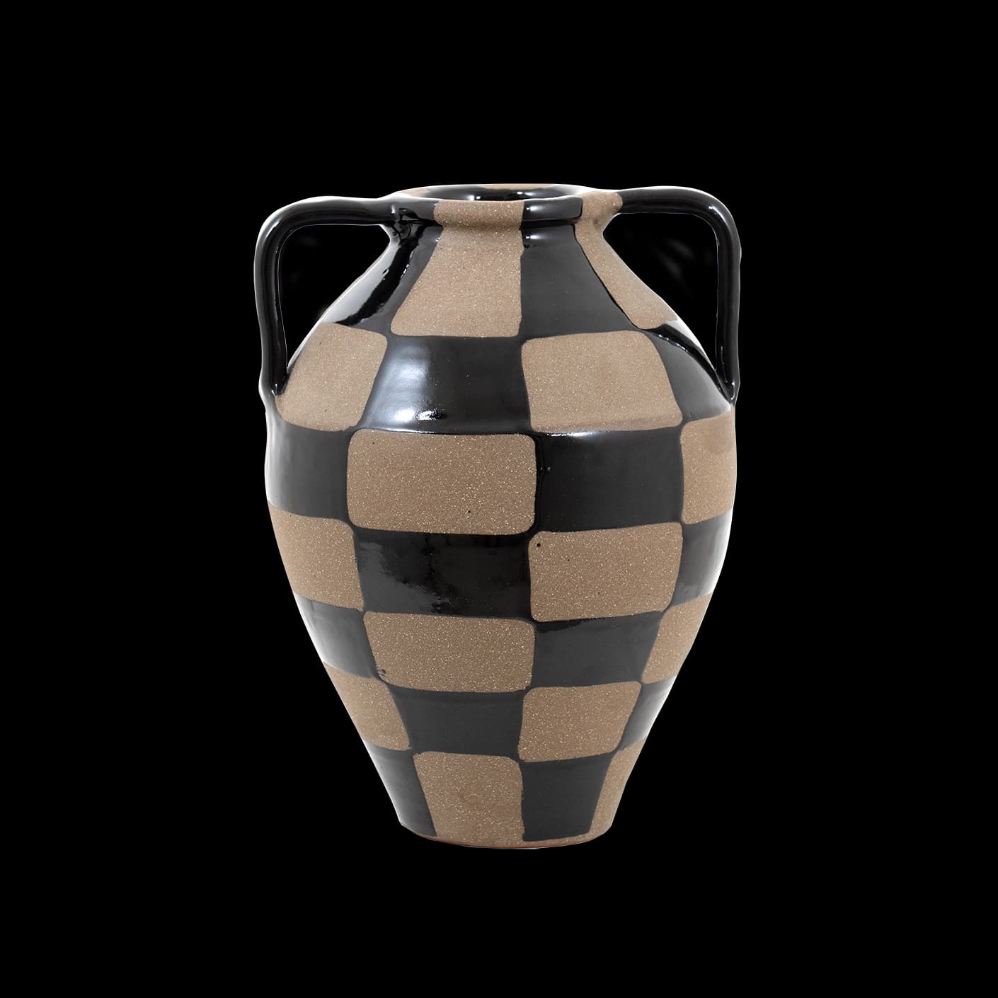 Alisca Terra vases in charcoal black, warm clay, brown and black, shown in a product front view as image 1