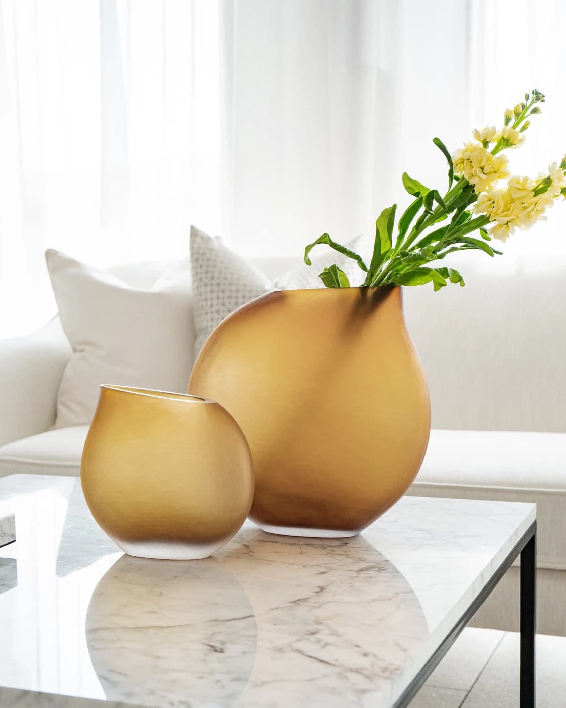 Denise Bundle vases in orange, shown in a lifestyle front view as image 2