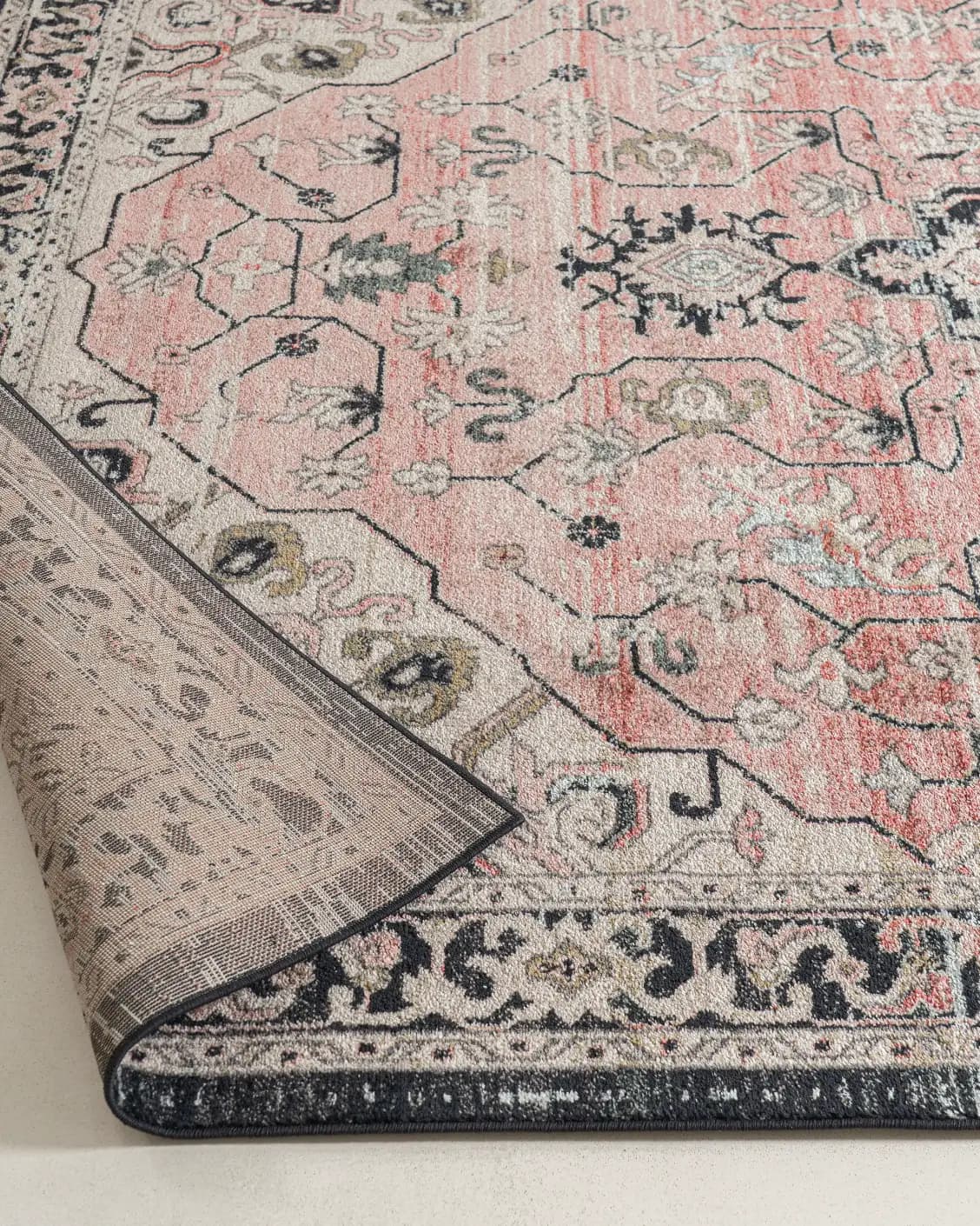 Julian Terracotta Runners carpet in grey and pink, shown in a product close-up as image 8