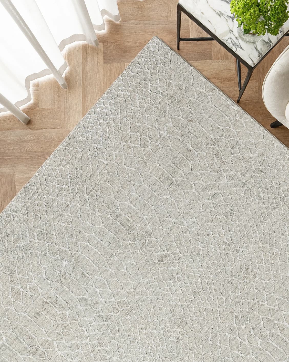 Miami Stone carpet in stone, brown and beige, shown in a lifestyle top view as image 2