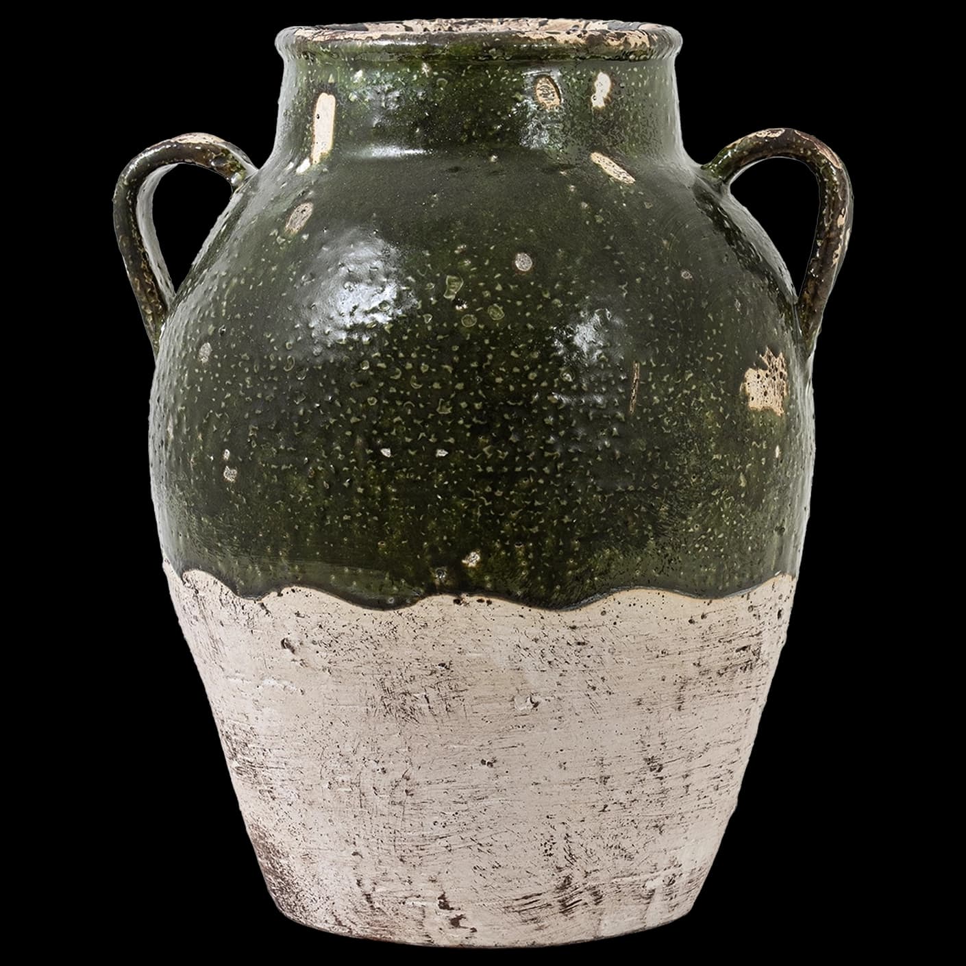 Nilsa Terra vases in deep olive and green, shown in a product front view as image 1