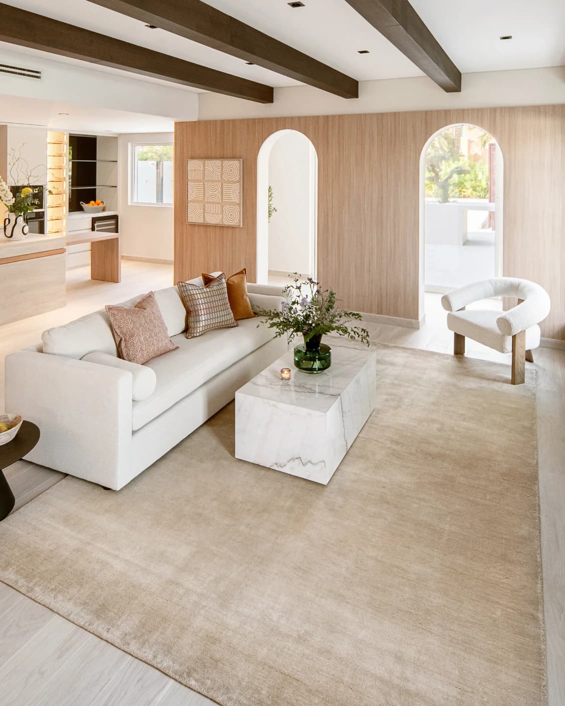 Oscar Sandy carpet in beige, shown in a lifestyle front view as image 4