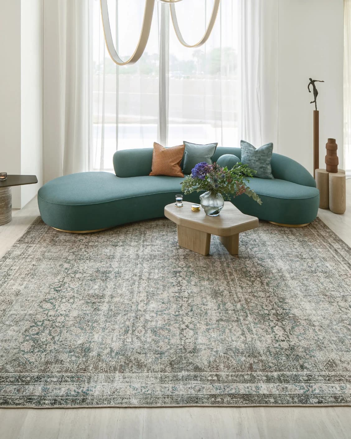 Vince Mira carpet in grey, shown in a lifestyle front view as image 5