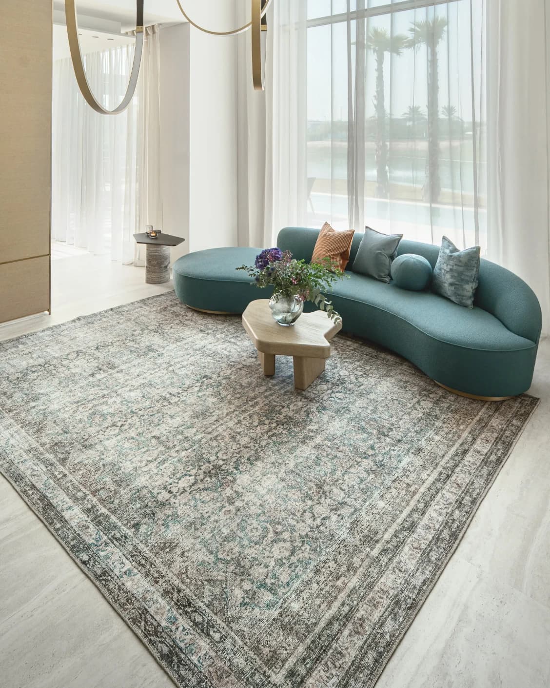 Vince Mira carpet in grey, shown in a lifestyle right view as image 7