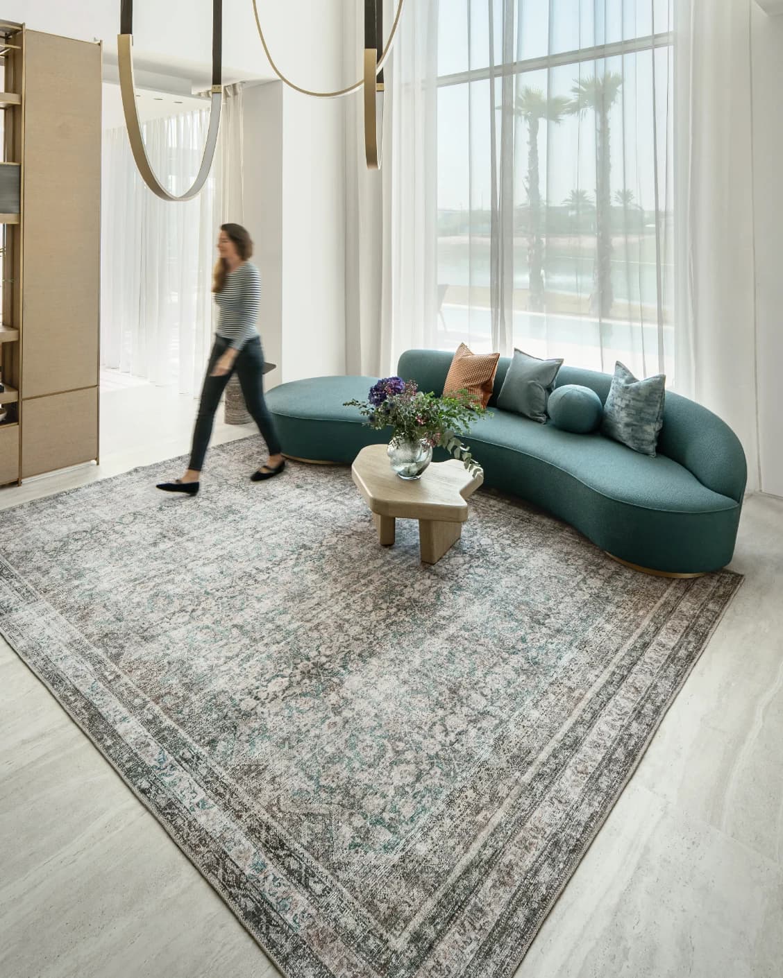Vince Mira carpet in grey, shown in a lifestyle right view as image 8