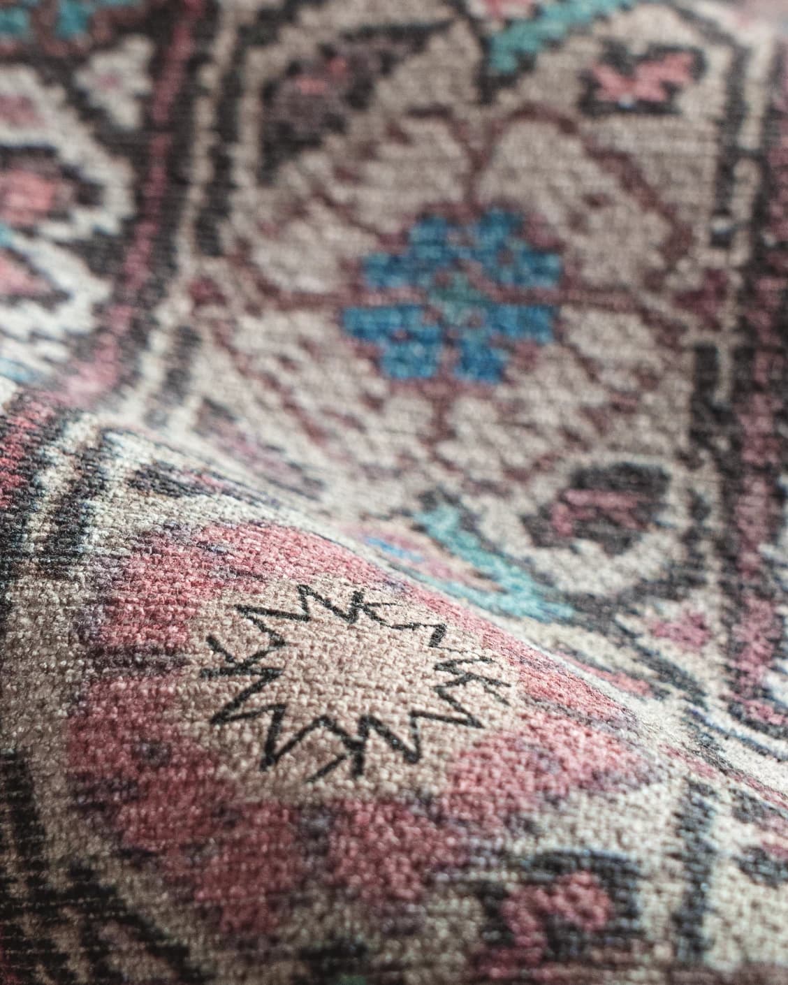 Vincent Umber carpet in red, blue and multicolour, shown in a product close-up as image 27