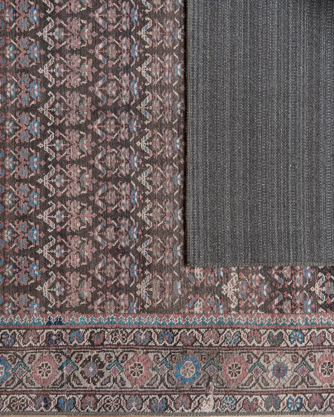 Vincent Umber carpet in red, blue and multicolour, shown in a product top view as image 28