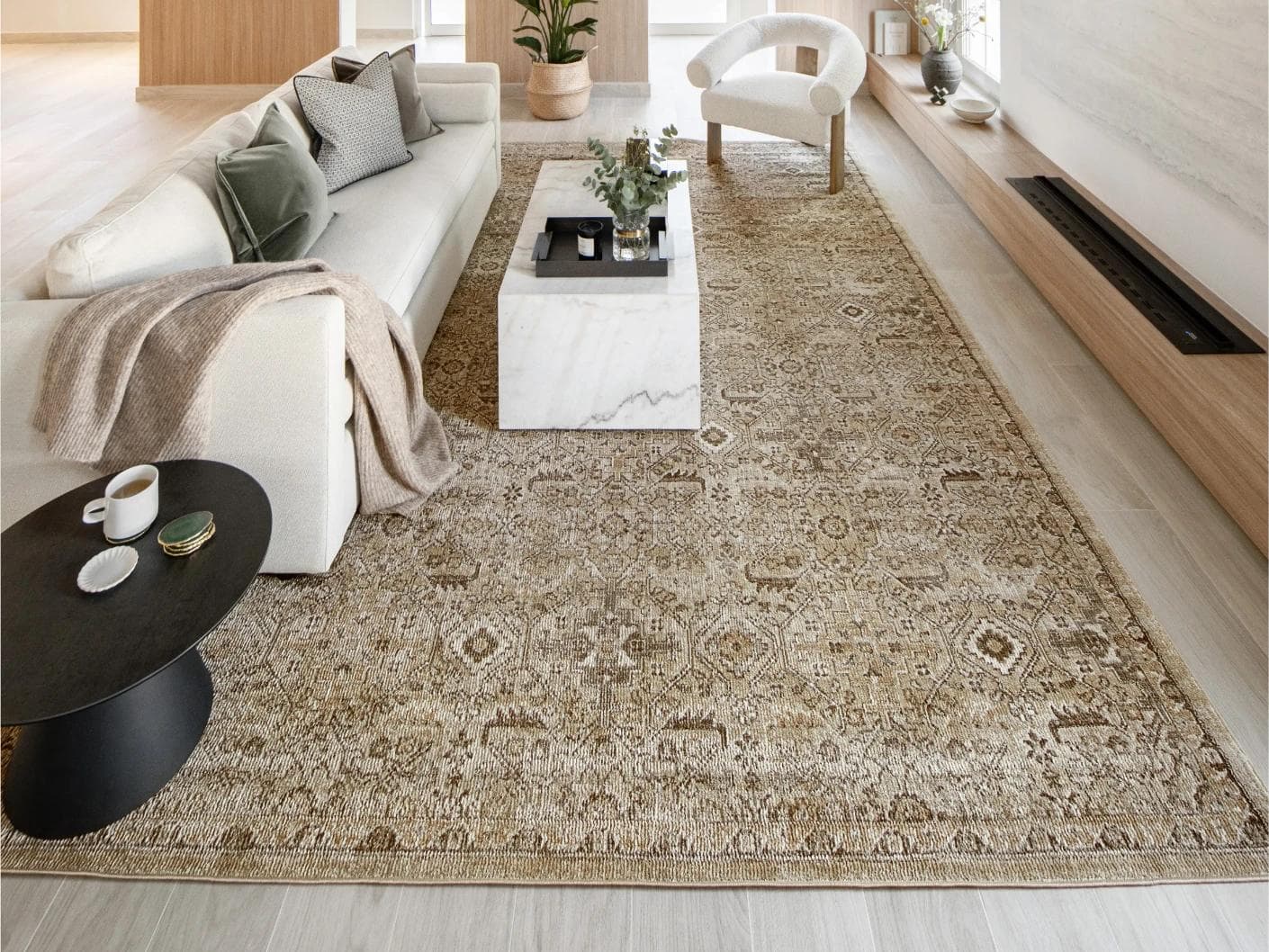 Warren Clay carpet in brown and beige, shown in a lifestyle front view as image 4