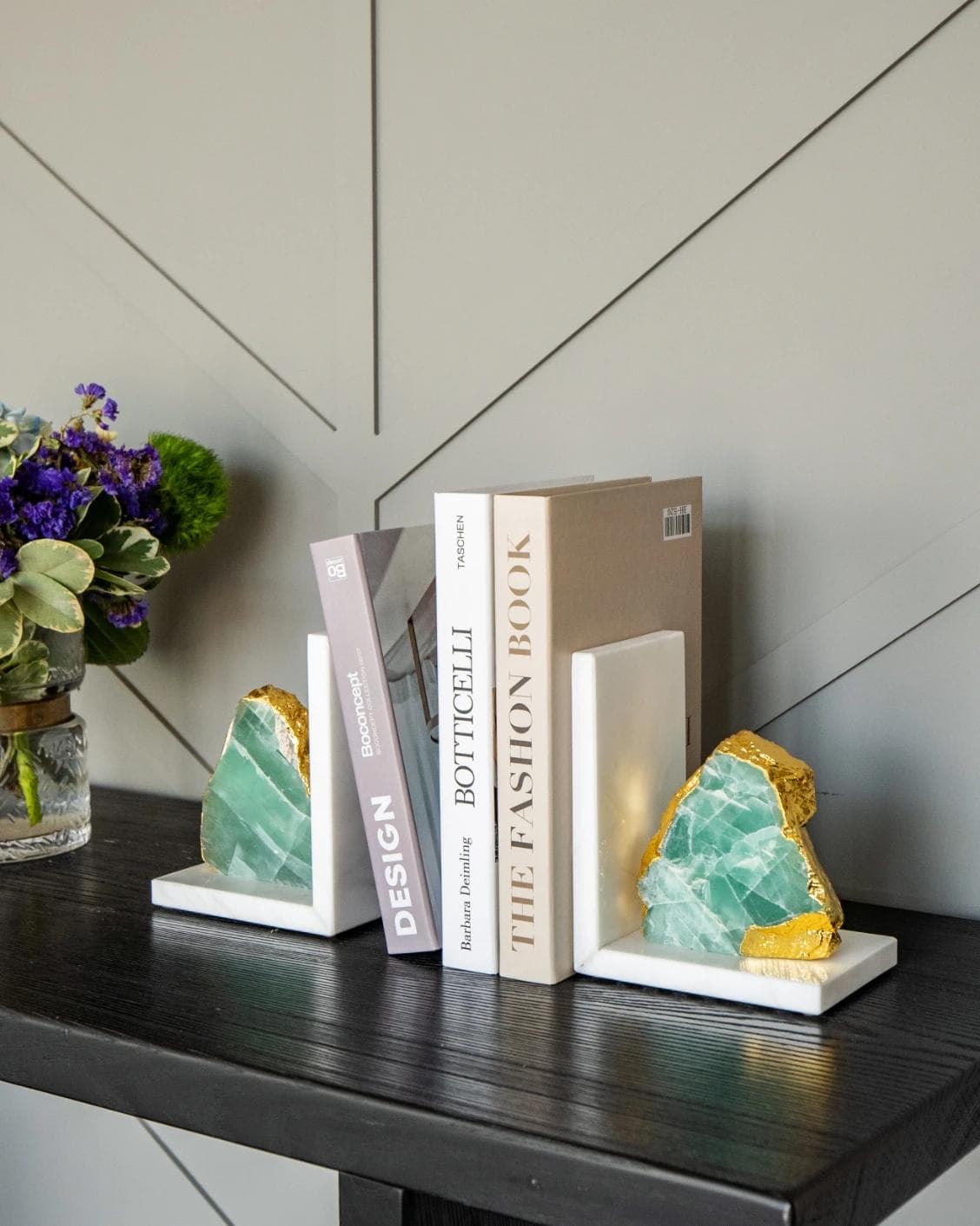 Isaac Twain statues and sculptures in green, white and gold, shown in a lifestyle right view as image 7