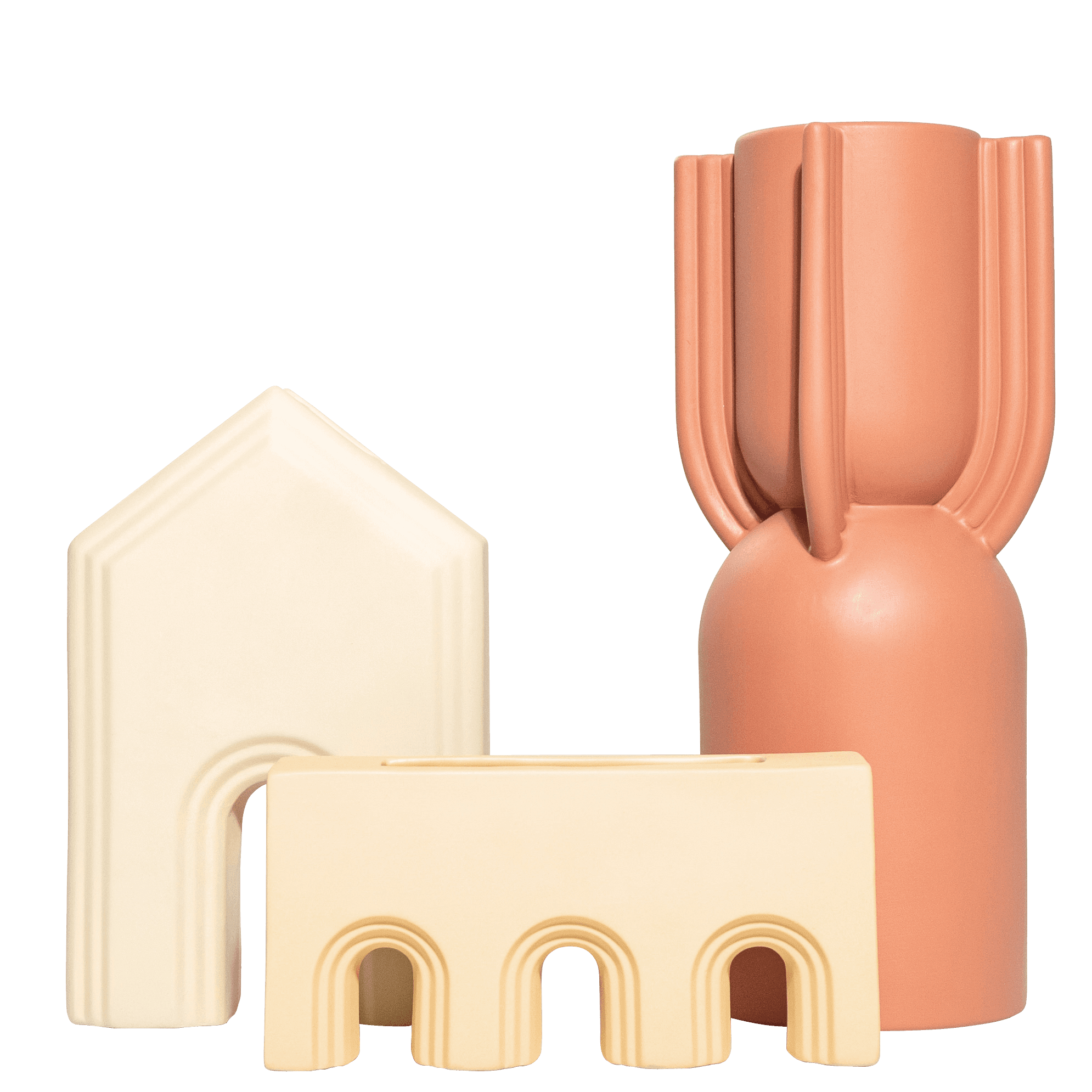 Klara Arneson vases in beige and orange, shown in a product front view as image 1
