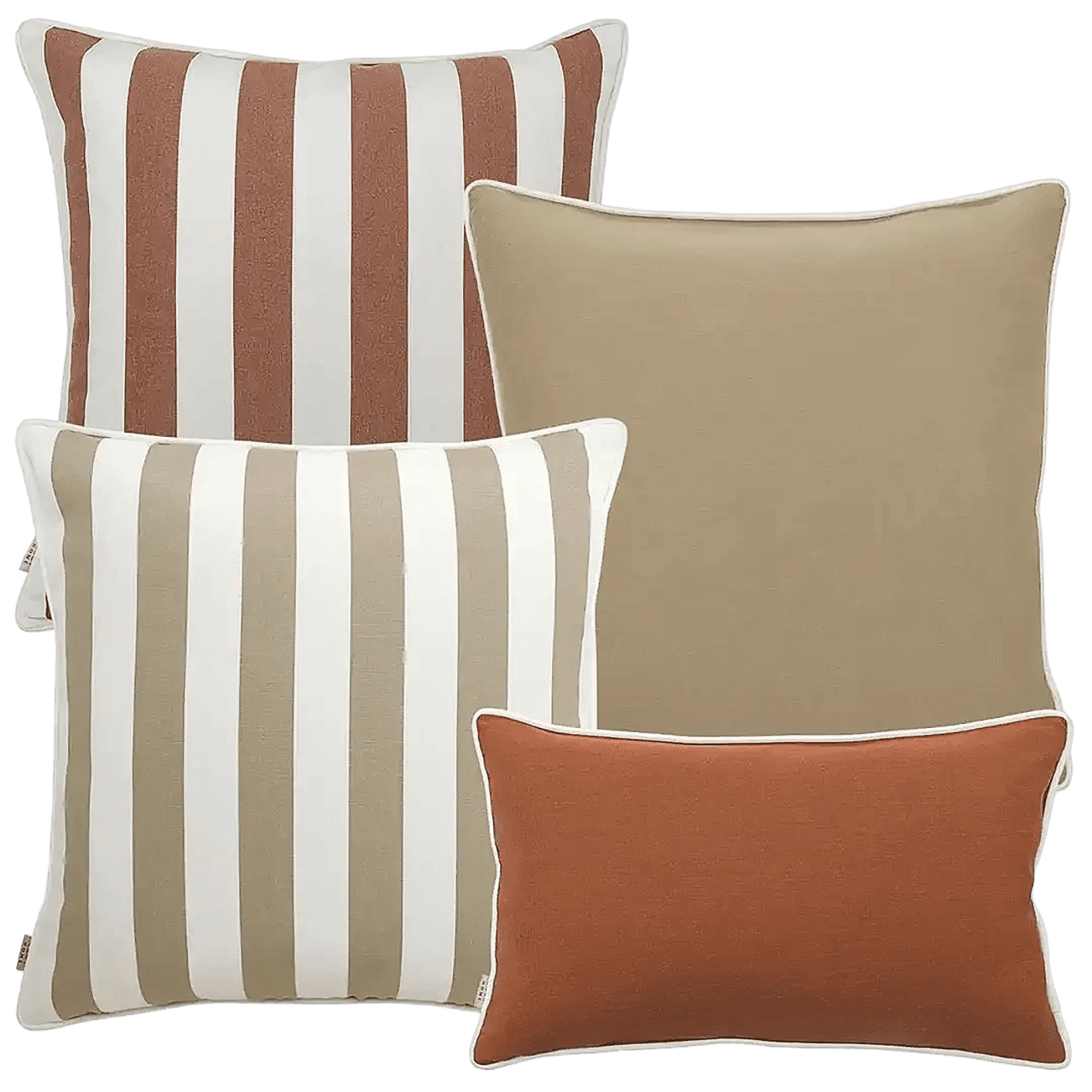 Manha Bundle outdoor bundles in rust and beige, shown in a product as image 1