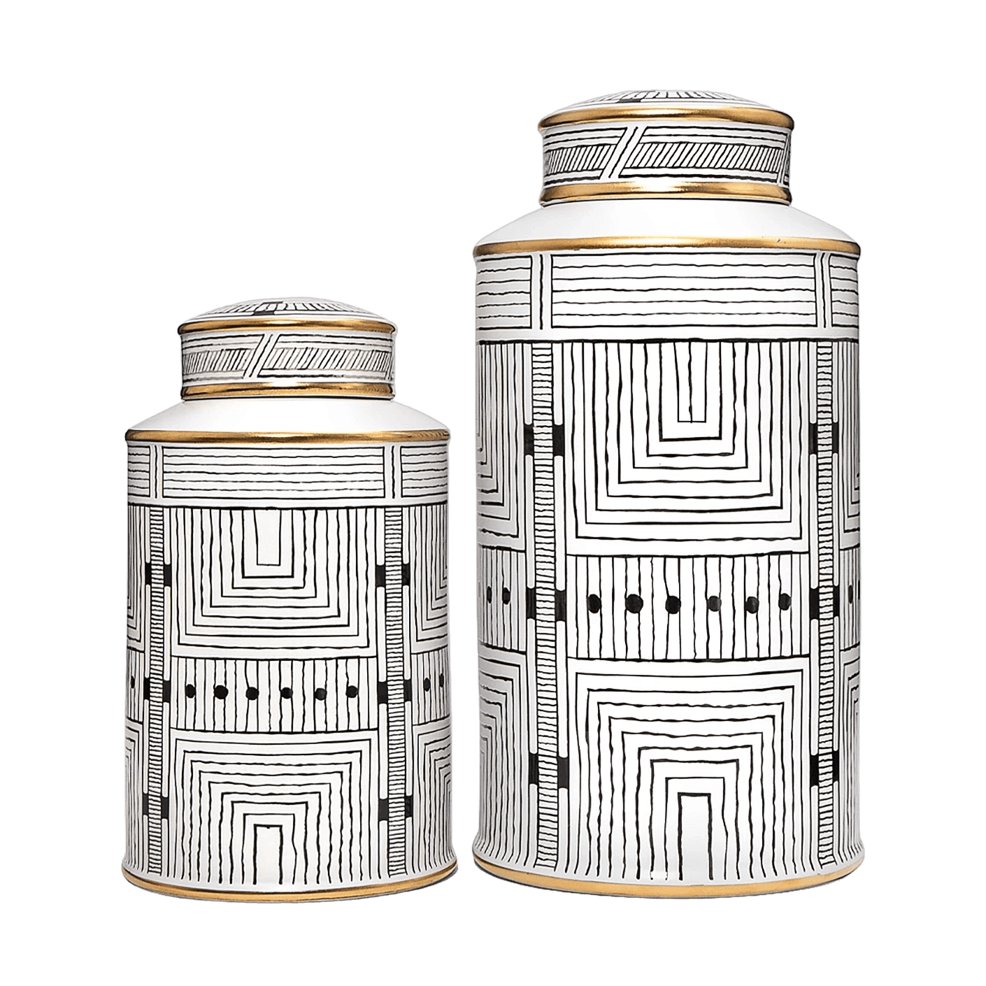 Maze Bundle vases in black and white, shown in a product front view as image 1