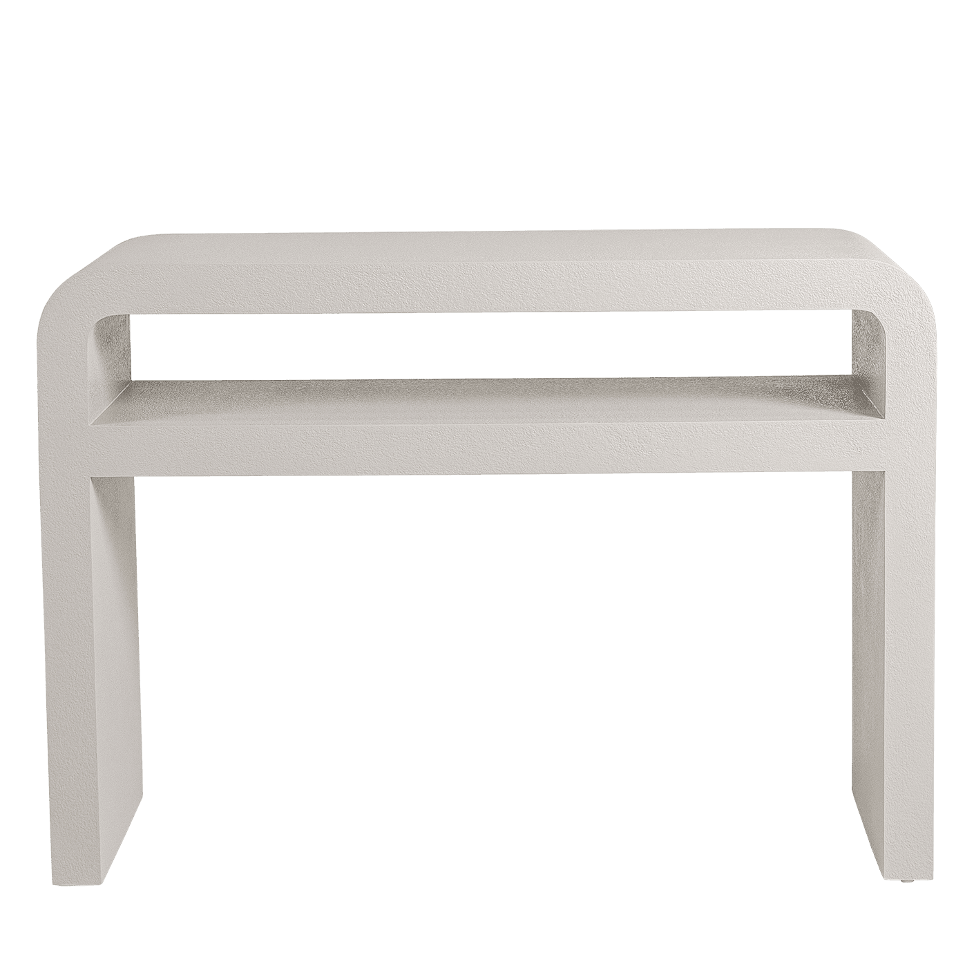 Orta console table in soft ivory and stone, shown in a product front view as image 1