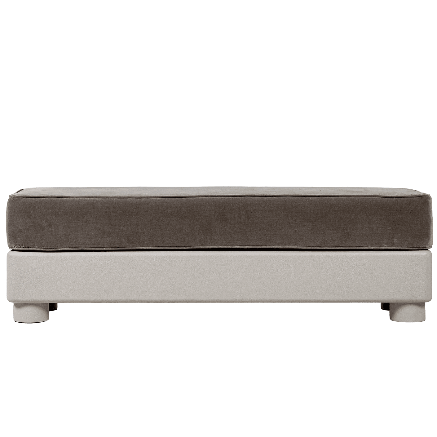 Rina bench in warm taupe, ivory and taupe, shown in a product front view as image 1