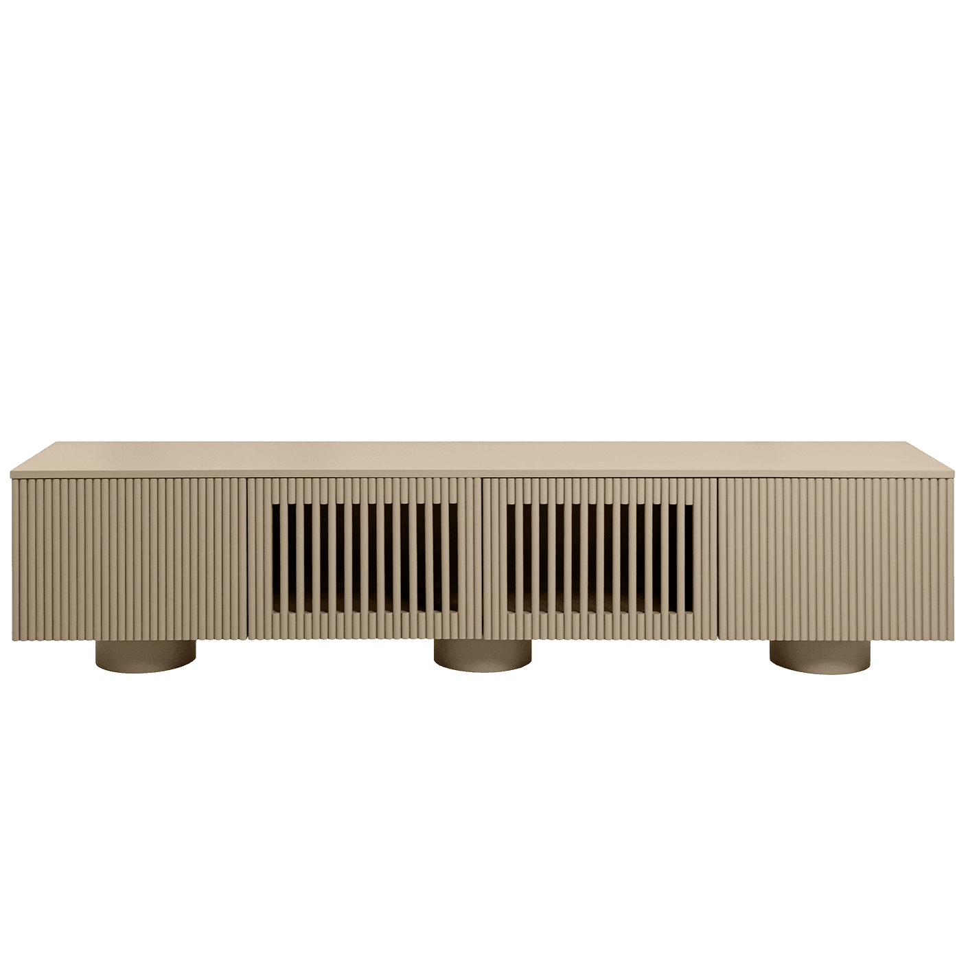 Treviso TV unit in warm clay and taupe, shown in a product front view as image 1