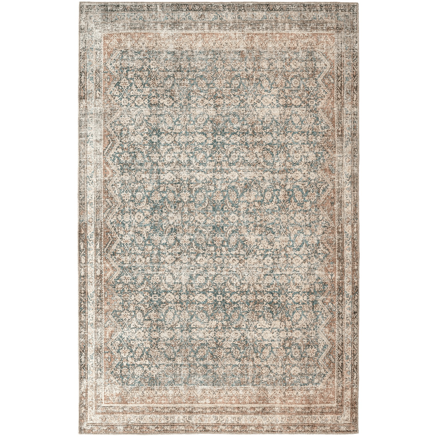 Vince Denim carpets in beige, rust and multicolour, shown in a product top view as image 1