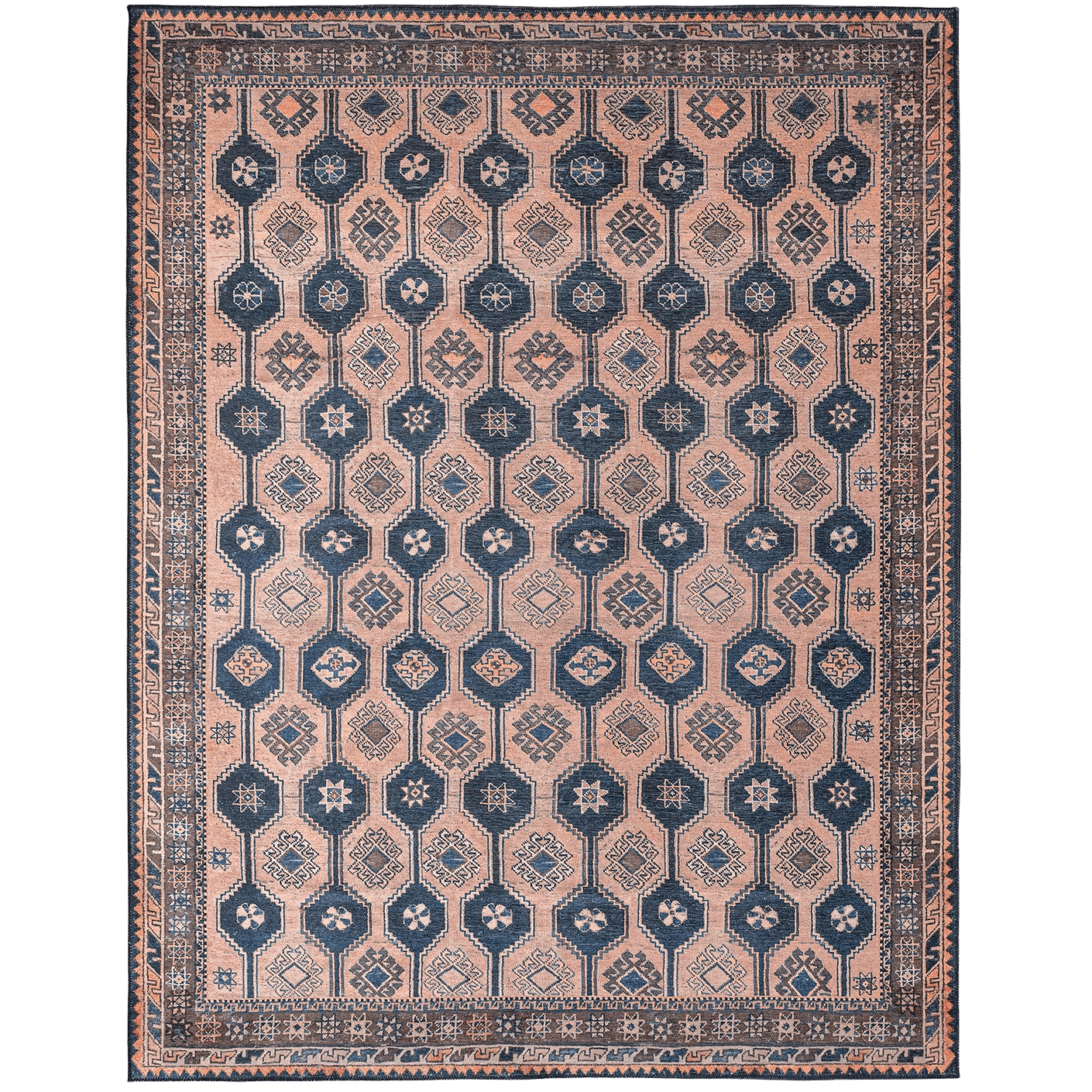 Vincent Blossom carpets in pink, blue and multicolour, shown in a product top view as image 1