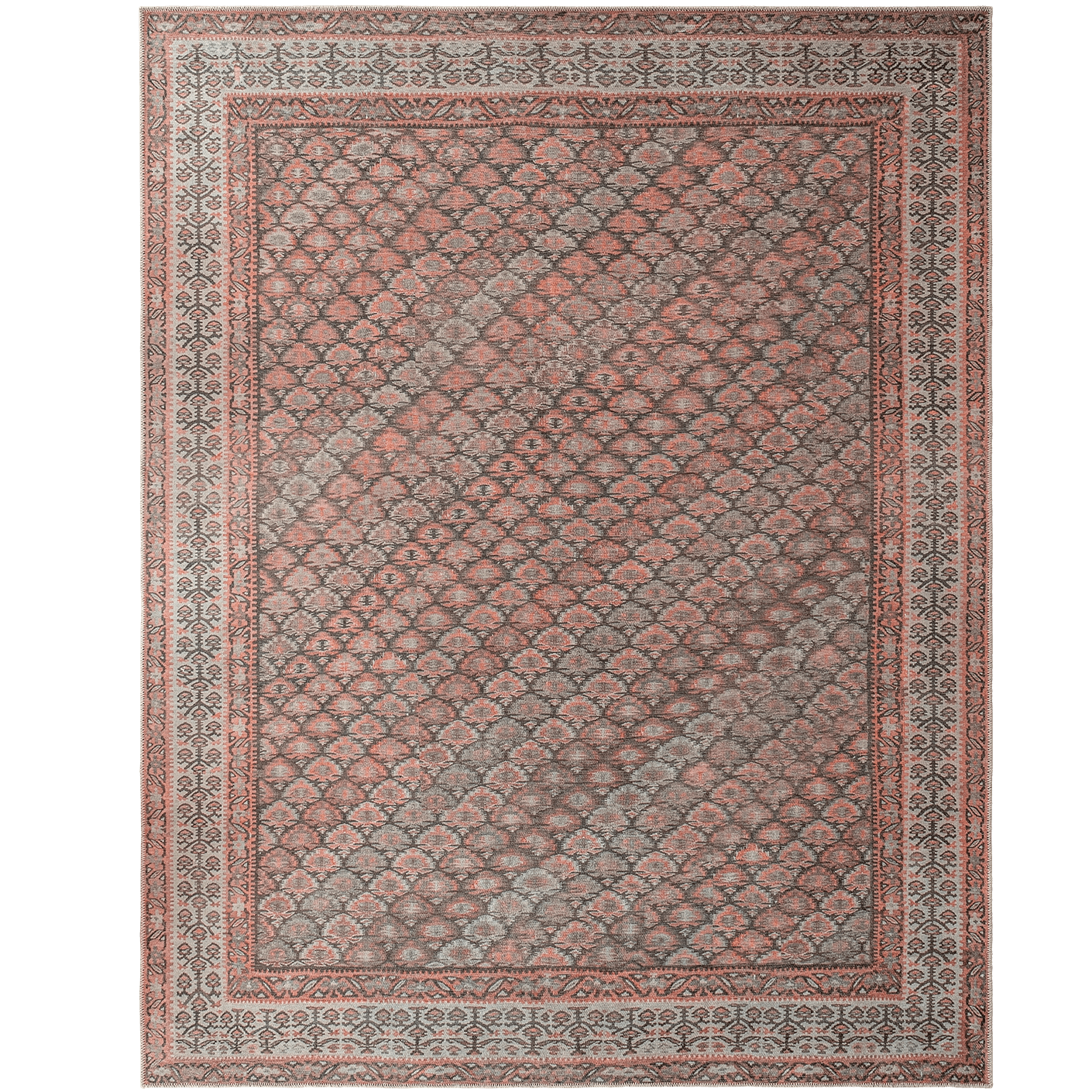 Vincent Copper carpets in taupe, orange and multicolour, shown in a product top view as image 1