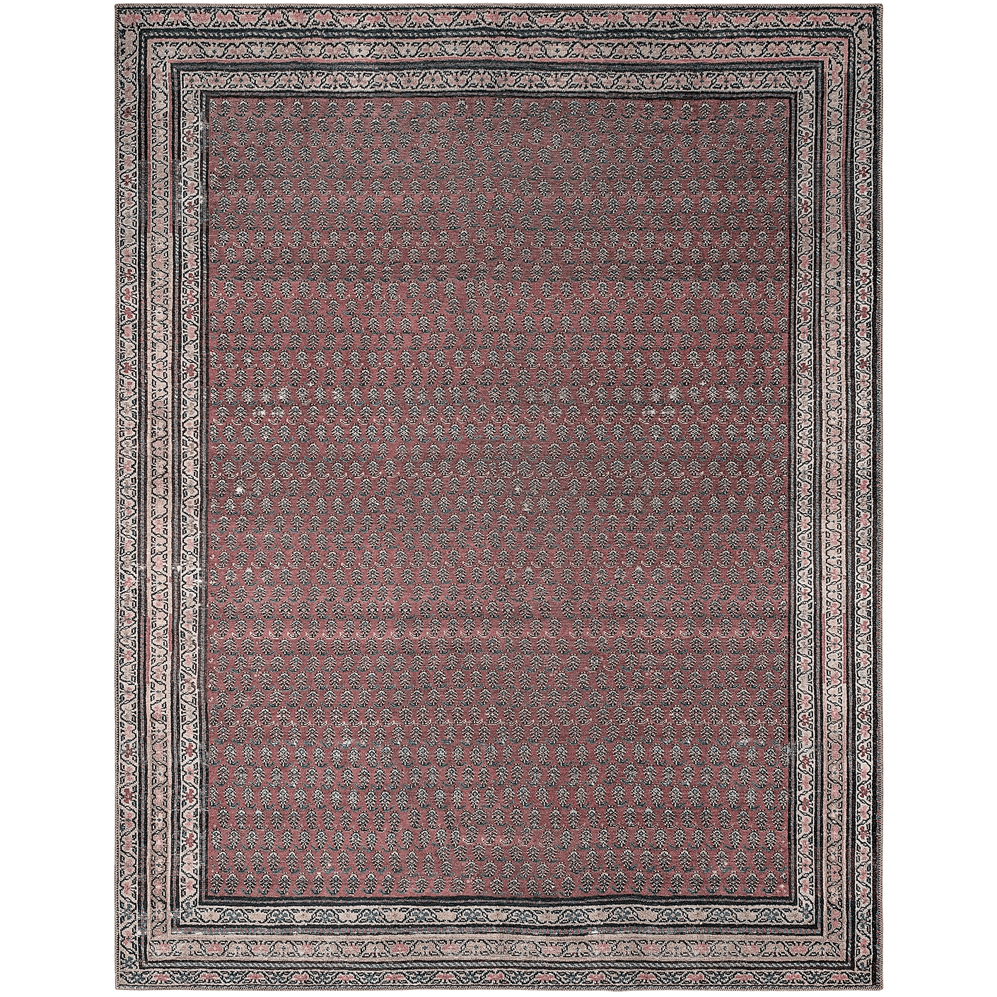 Vincent Coral carpets in red and multicolour, shown in a product top view as image 1