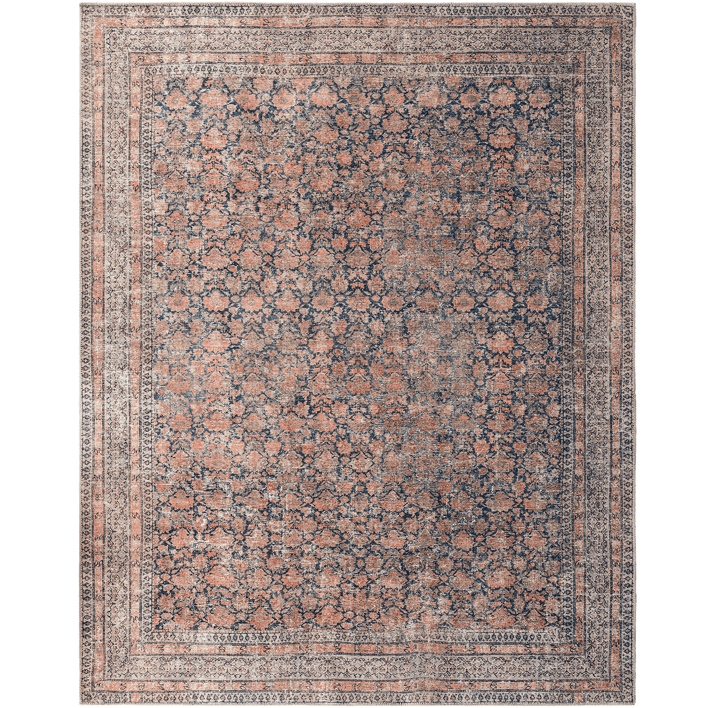 Vincent Terracotta carpets in rust and multicolour, shown in a product top view as image 1