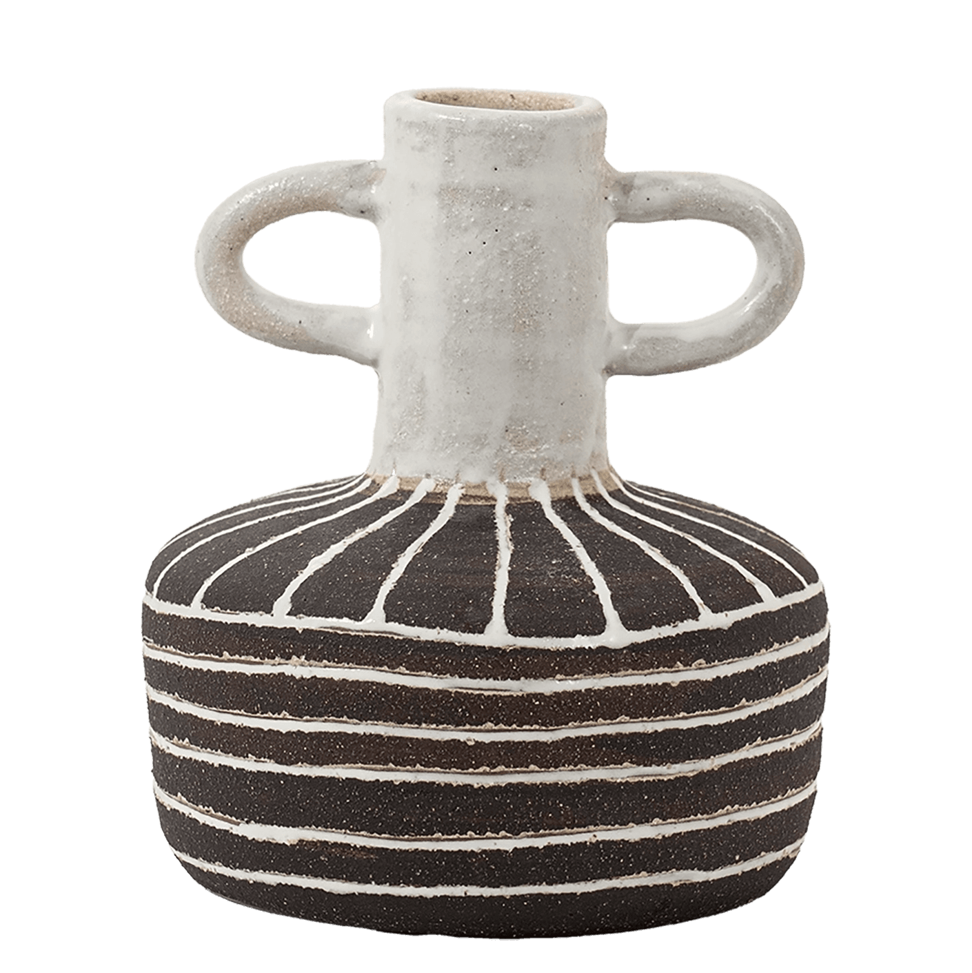 Zyra Terra vases in charcoal black, charcoal and white, shown in a product front view as image 1